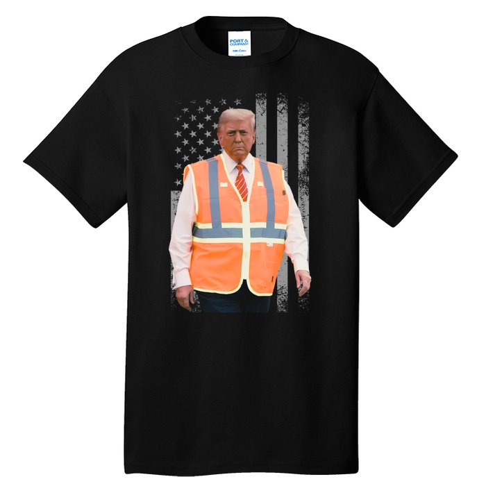 President Trump Garbage Truck Worker Vest Maga 2025 Tall T-Shirt