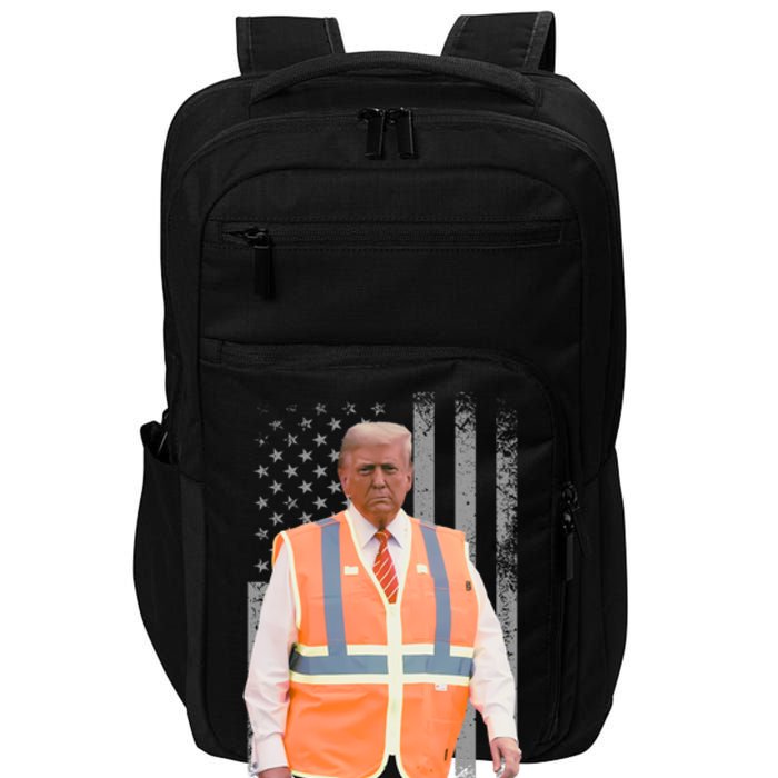 President Trump Garbage Truck Worker Vest Maga 2025 Impact Tech Backpack