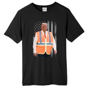 President Trump Garbage Truck Worker Vest Maga 2025 Tall Fusion ChromaSoft Performance T-Shirt