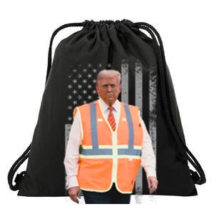 President Trump Garbage Truck Worker Vest Maga 2025 Drawstring Bag