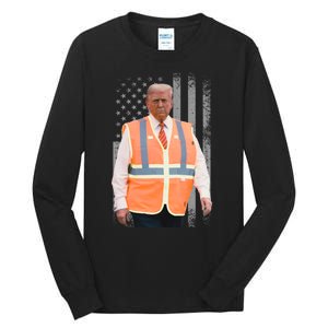 President Trump Garbage Truck Worker Vest Maga 2025 Tall Long Sleeve T-Shirt