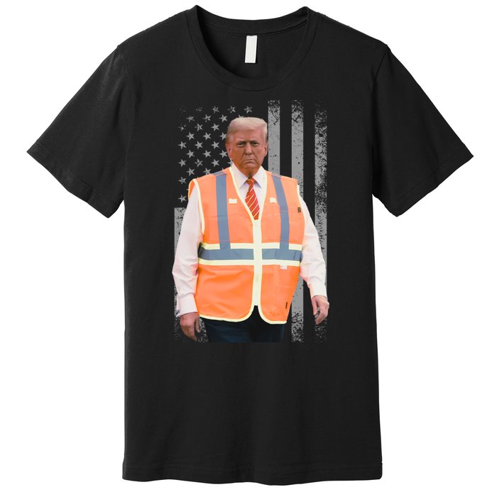 President Trump Garbage Truck Worker Vest Maga 2025 Premium T-Shirt