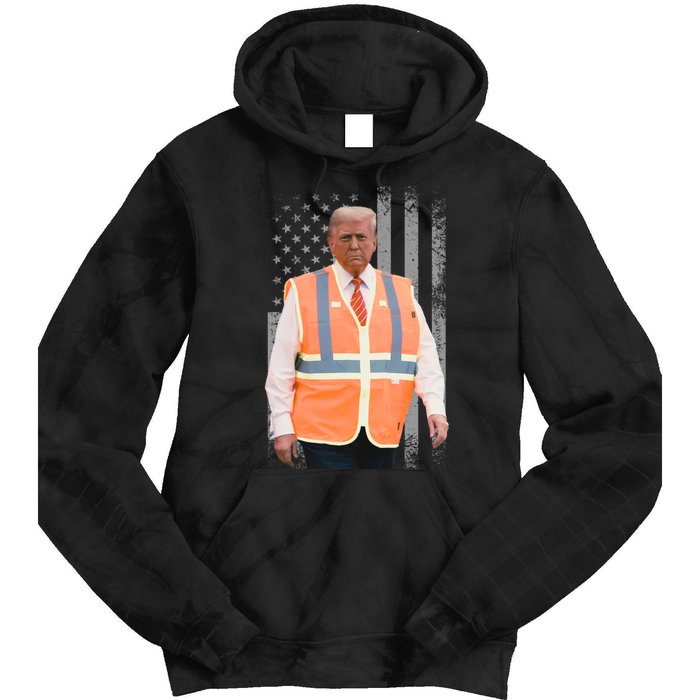 President Trump Garbage Truck Worker Vest Maga 2025 Tie Dye Hoodie