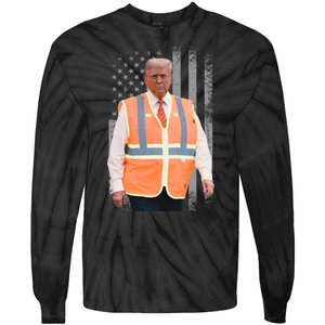 President Trump Garbage Truck Worker Vest Maga 2025 Tie-Dye Long Sleeve Shirt