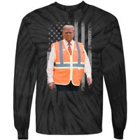 President Trump Garbage Truck Worker Vest Maga 2025 Tie-Dye Long Sleeve Shirt