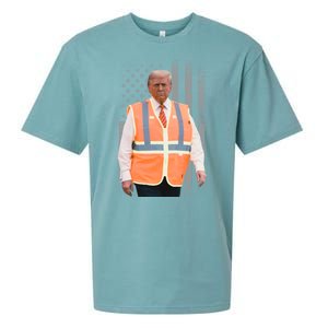 President Trump Garbage Truck Worker Vest Maga 2025 Sueded Cloud Jersey T-Shirt