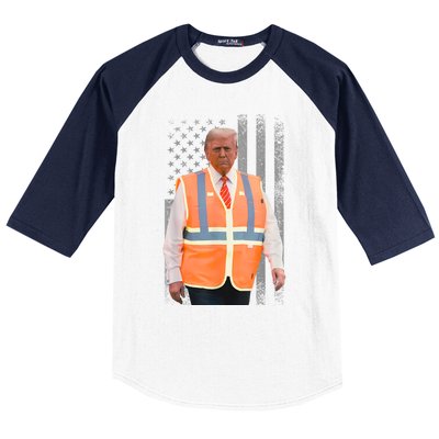 President Trump Garbage Truck Worker Vest Usa Flag Maga 2025 Baseball Sleeve Shirt