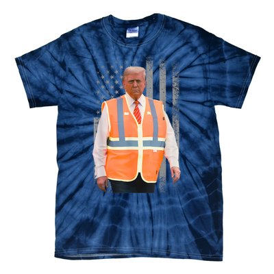 President Trump Garbage Truck Worker Vest Usa Flag Maga 2025 Tie-Dye T-Shirt