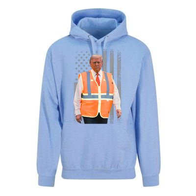 President Trump Garbage Truck Worker Vest Usa Flag Maga 2025 Unisex Surf Hoodie