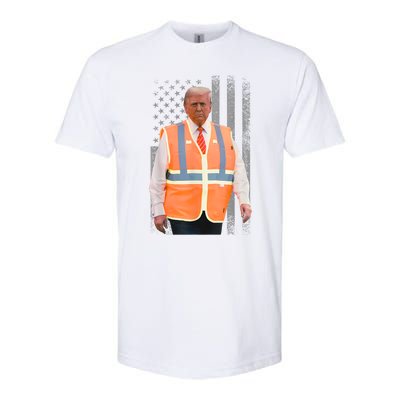 President Trump Garbage Truck Worker Vest Usa Flag Maga 2025 Softstyle CVC T-Shirt