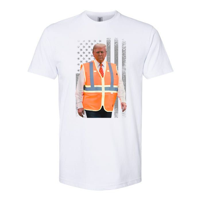 President Trump Garbage Truck Worker Vest Usa Flag Maga 2025 Softstyle CVC T-Shirt