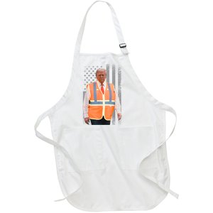 President Trump Garbage Truck Worker Vest Usa Flag Maga 2025 Full-Length Apron With Pockets