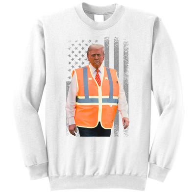 President Trump Garbage Truck Worker Vest Usa Flag Maga 2025 Sweatshirt