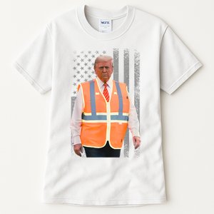 President Trump Garbage Truck Worker Vest Usa Flag Maga 2025 Tall T-Shirt