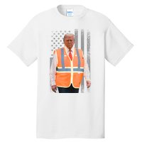 President Trump Garbage Truck Worker Vest Usa Flag Maga 2025 Tall T-Shirt