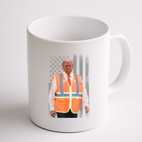 President Trump Garbage Truck Worker Vest Usa Flag Maga 2025 Coffee Mug