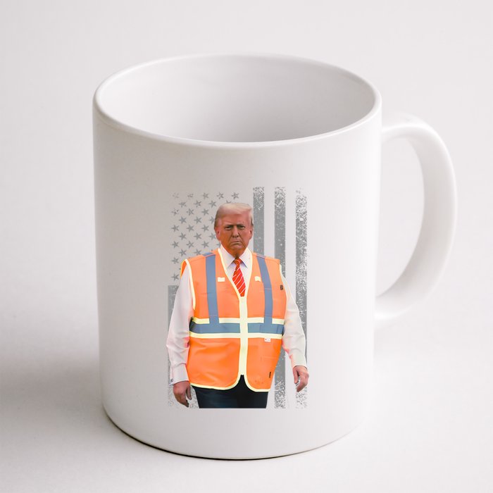 President Trump Garbage Truck Worker Vest Usa Flag Maga 2025 Coffee Mug