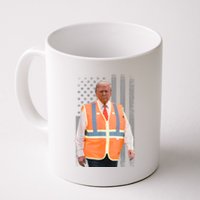 President Trump Garbage Truck Worker Vest Usa Flag Maga 2025 Coffee Mug