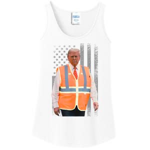 President Trump Garbage Truck Worker Vest Usa Flag Maga 2025 Ladies Essential Tank