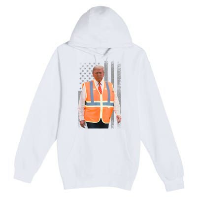 President Trump Garbage Truck Worker Vest Usa Flag Maga 2025 Premium Pullover Hoodie