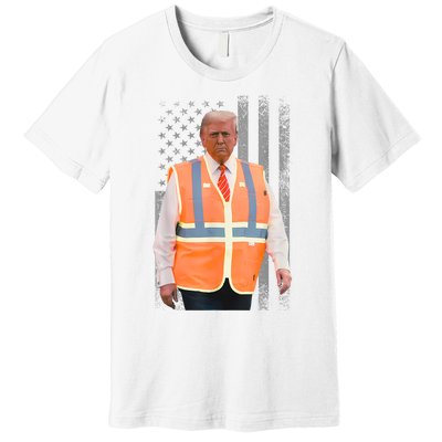 President Trump Garbage Truck Worker Vest Usa Flag Maga 2025 Premium T-Shirt