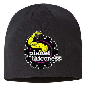 Planet Thiccness Gym Thickness Funny Joke Workout Lover Sustainable Beanie