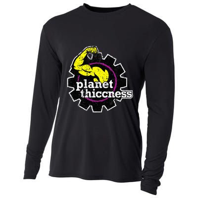 Planet Thiccness Gym Thickness Funny Joke Workout Lover Cooling Performance Long Sleeve Crew
