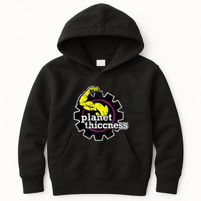 Planet Thiccness Gym Thickness Funny Joke Workout Lover Kids Hoodie