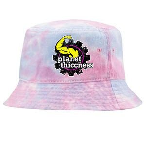 Planet Thiccness Gym Thickness Funny Joke Workout Lover Tie-Dyed Bucket Hat