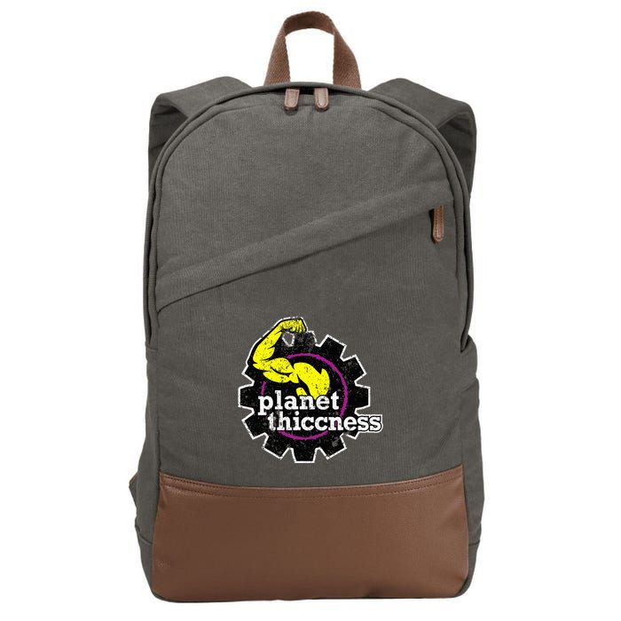 Planet Thiccness Gym Thickness Funny Joke Workout Lover Cotton Canvas Backpack