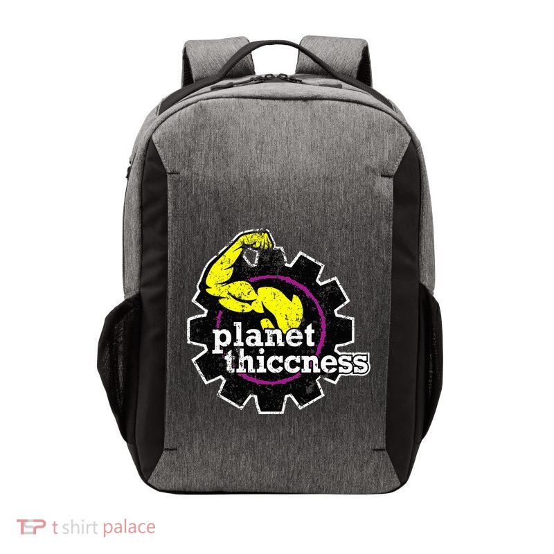 Planet Thiccness Gym Thickness Funny Joke Workout Lover Vector Backpack