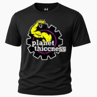 Planet Thiccness Gym Thickness Funny Joke Workout Lover Cooling Performance Crew T-Shirt