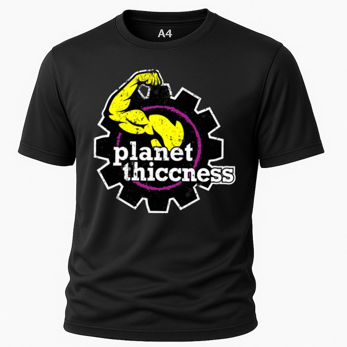 Planet Thiccness Gym Thickness Funny Joke Workout Lover Cooling Performance Crew T-Shirt
