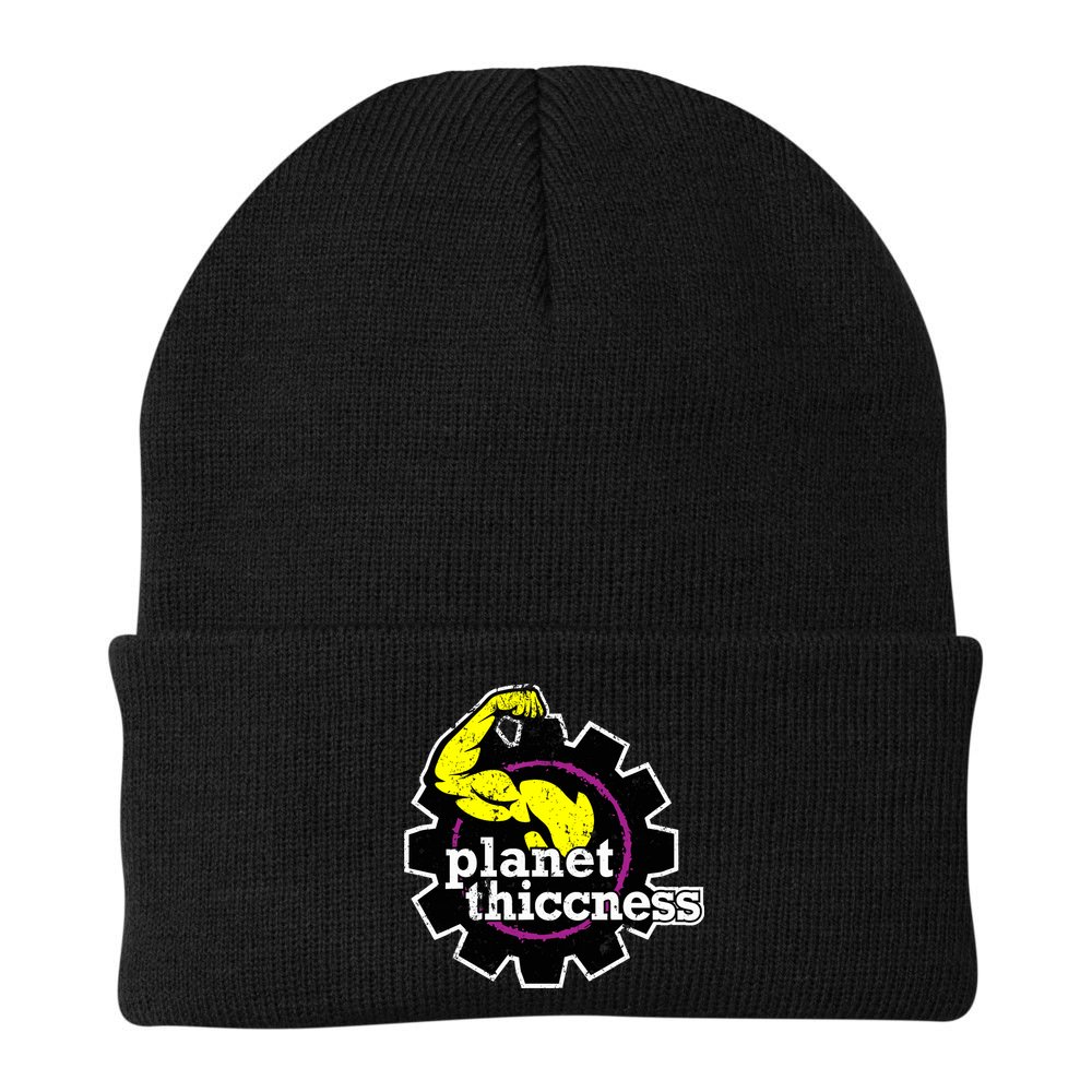 Planet Thiccness Gym Thickness Funny Joke Workout Lover Beanie