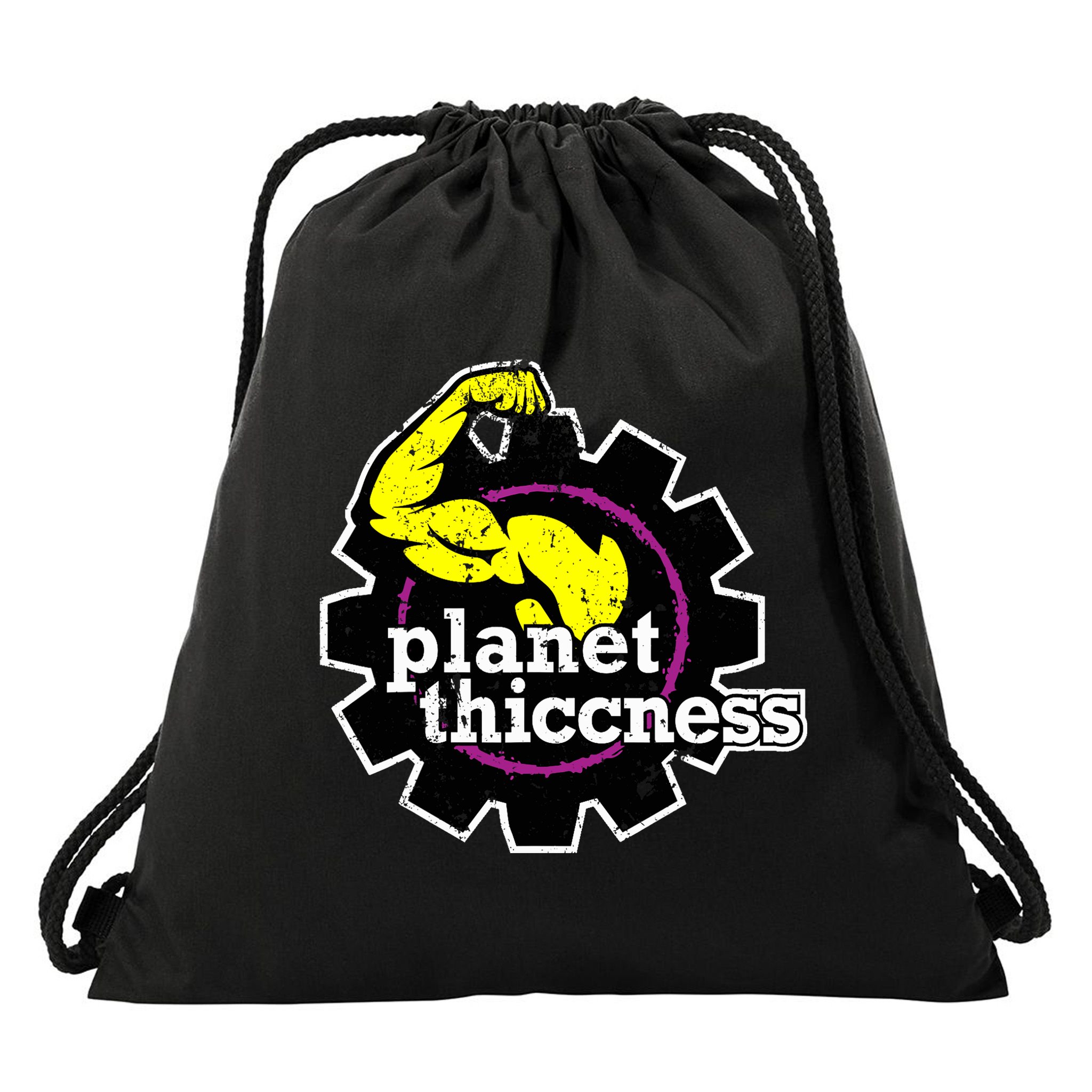 Planet Thiccness Gym Thickness Funny Joke Workout Lover Drawstring Bag