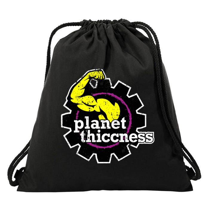 Planet Thiccness Gym Thickness Funny Joke Workout Lover Drawstring Bag