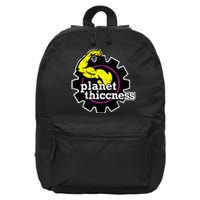 Planet Thiccness Gym Thickness Funny Joke Workout Lover 16 in Basic Backpack