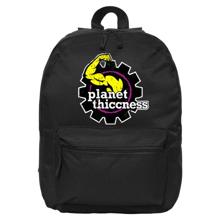 Planet Thiccness Gym Thickness Funny Joke Workout Lover 16 in Basic Backpack