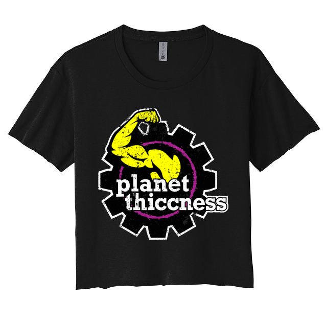 Planet Thiccness Gym Thickness Funny Joke Workout Lover Crop Top