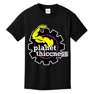 Planet Thiccness Gym Thickness Funny Joke Workout Lover Kids T-Shirt