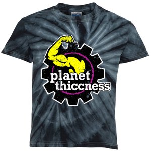 Planet Thiccness Gym Thickness Funny Joke Workout Lover Kids Tie-Dye T-Shirt