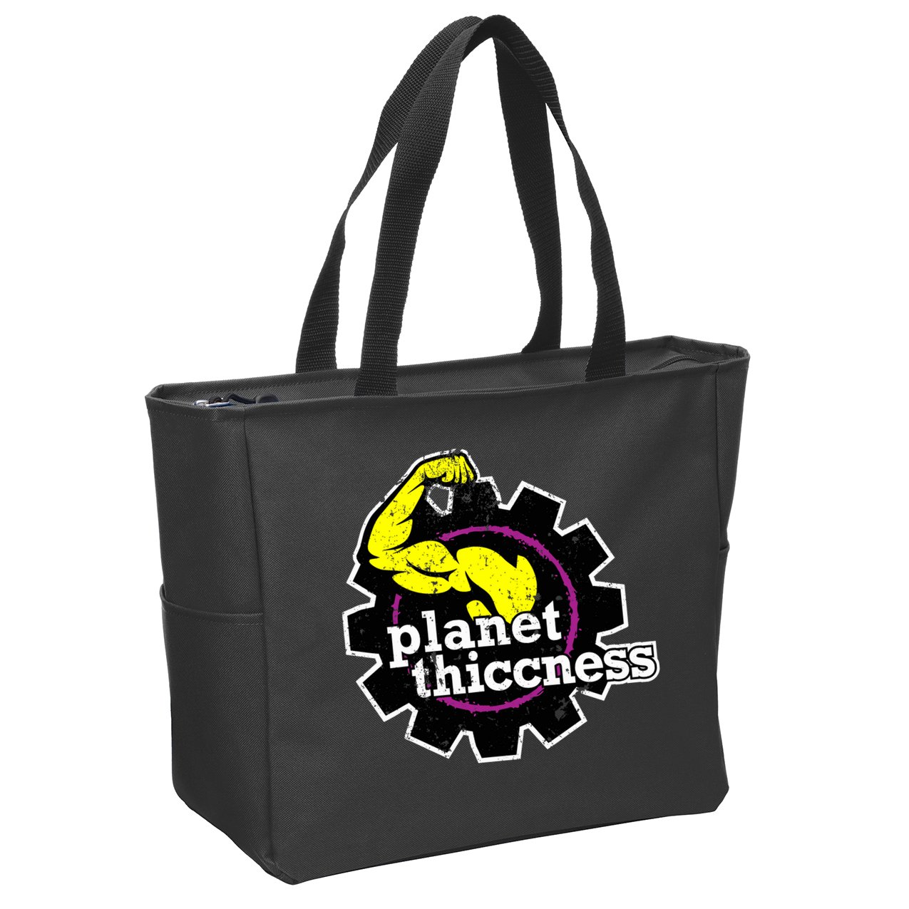 Planet Thiccness Gym Thickness Funny Joke Workout Lover Zip Tote Bag
