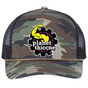 Planet Thiccness Gym Thickness Funny Joke Workout Lover Retro Rope Trucker Hat Cap