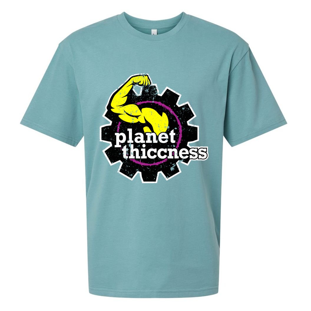 Planet Thiccness Gym Thickness Funny Joke Workout Lover Sueded Cloud Jersey T-Shirt
