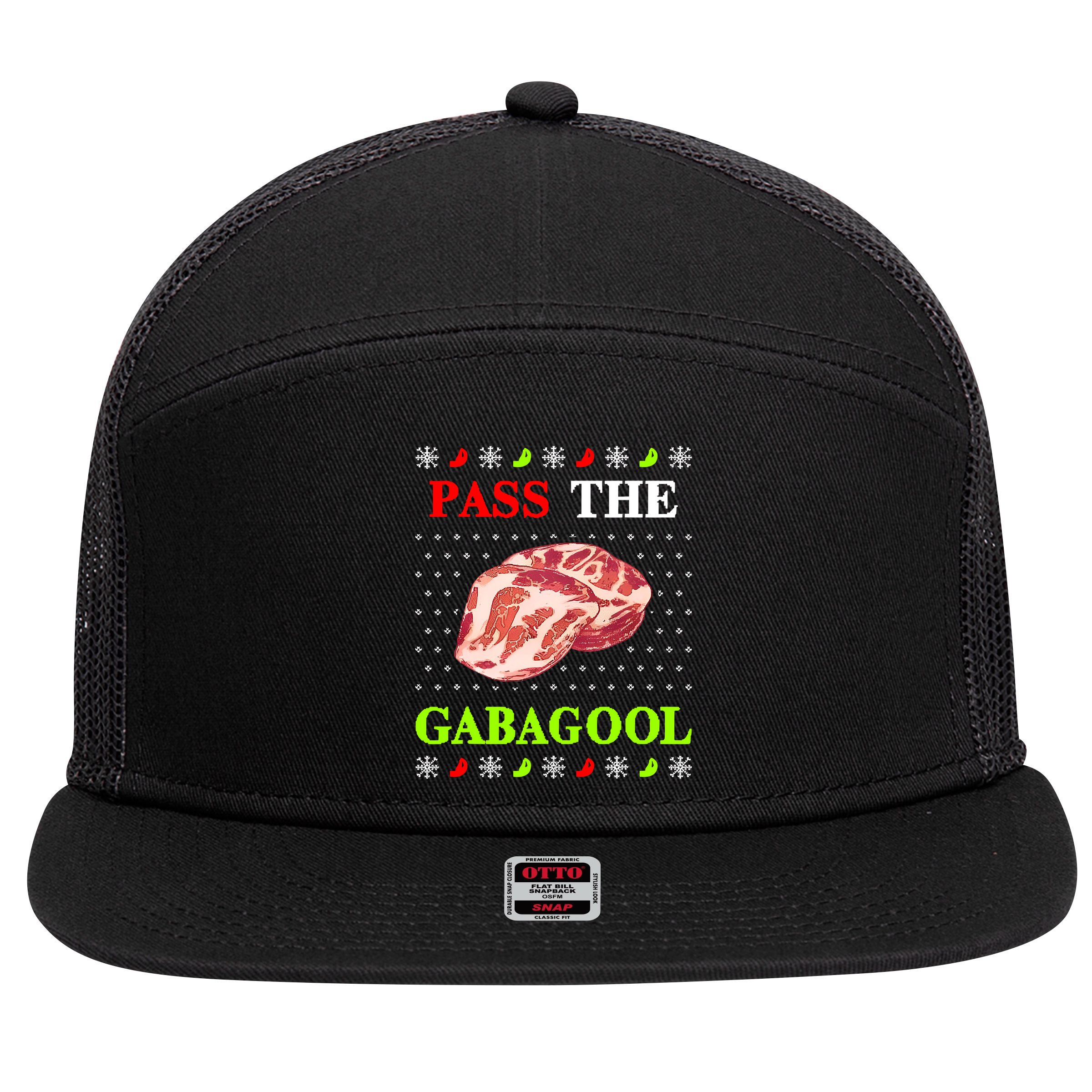 Pass the Gabagool Tacky Ugly Christmas 7 Panel Mesh Trucker Snapback Hat