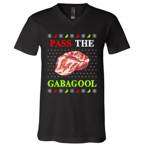 Pass the Gabagool Tacky Ugly Christmas V-Neck T-Shirt