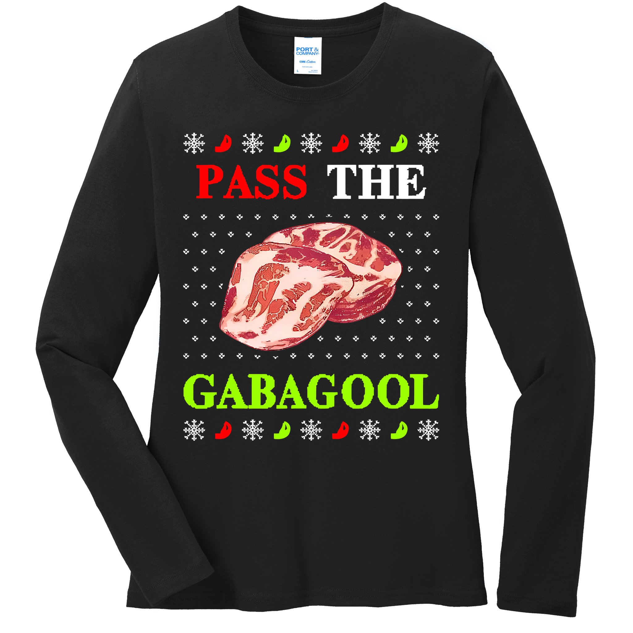 Pass the Gabagool Tacky Ugly Christmas Ladies Long Sleeve Shirt