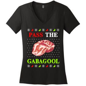 Pass the Gabagool Tacky Ugly Christmas Women's V-Neck T-Shirt