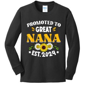 Promoted To Great Nana EST 2024 Happy Family New Baby Kids Long Sleeve Shirt