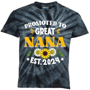 Promoted To Great Nana EST 2024 Happy Family New Baby Kids Tie-Dye T-Shirt